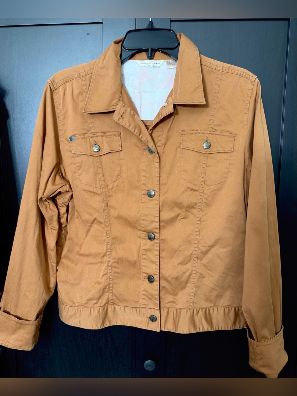 Tommy Bahama ~ Women's Caramel Tan Button-Front Cotton Jacket - L